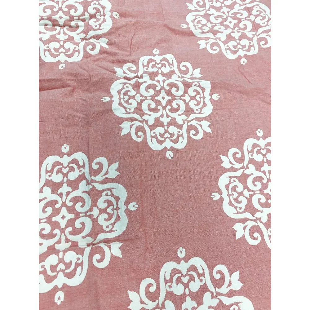 West Elm Coral Pink Ivory Medallion Cotton Duvet Full Queen NEW